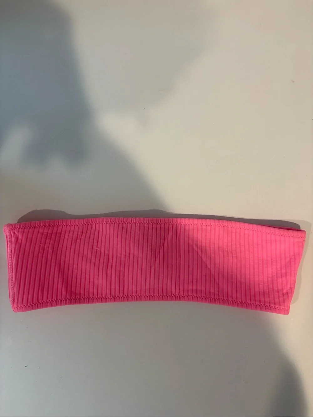triangl swimwear Ribbed Bandeau Bikini Top in Hot Pink